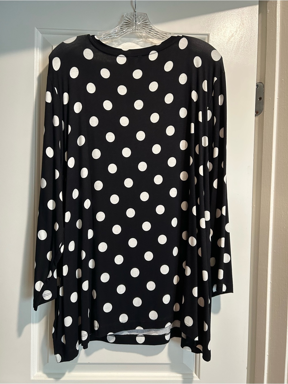 Cato Black Polka Dot Scoop Neck Tee with White Dots - Picture 2 of 9